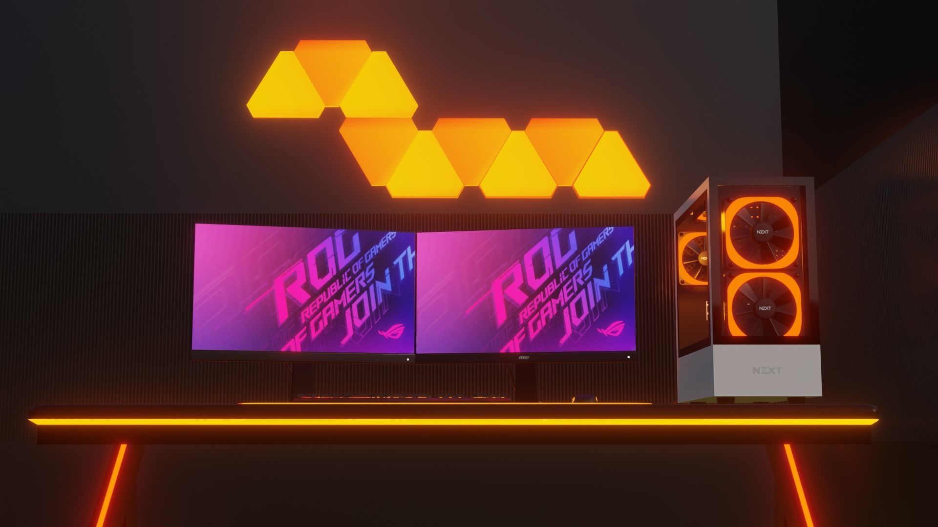 Gaming PC Setup NZXT 3D model_9