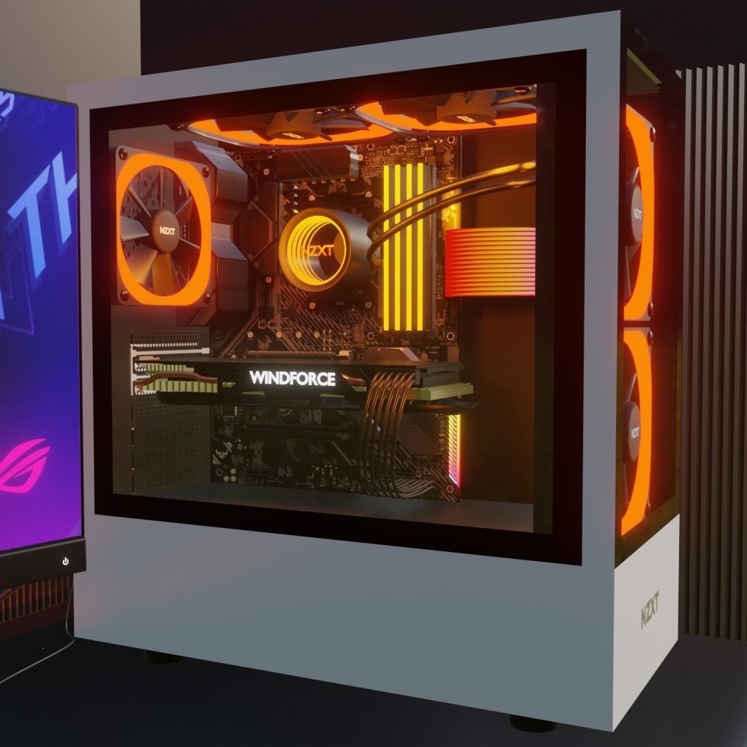 Gaming PC Setup NZXT 3D model_4