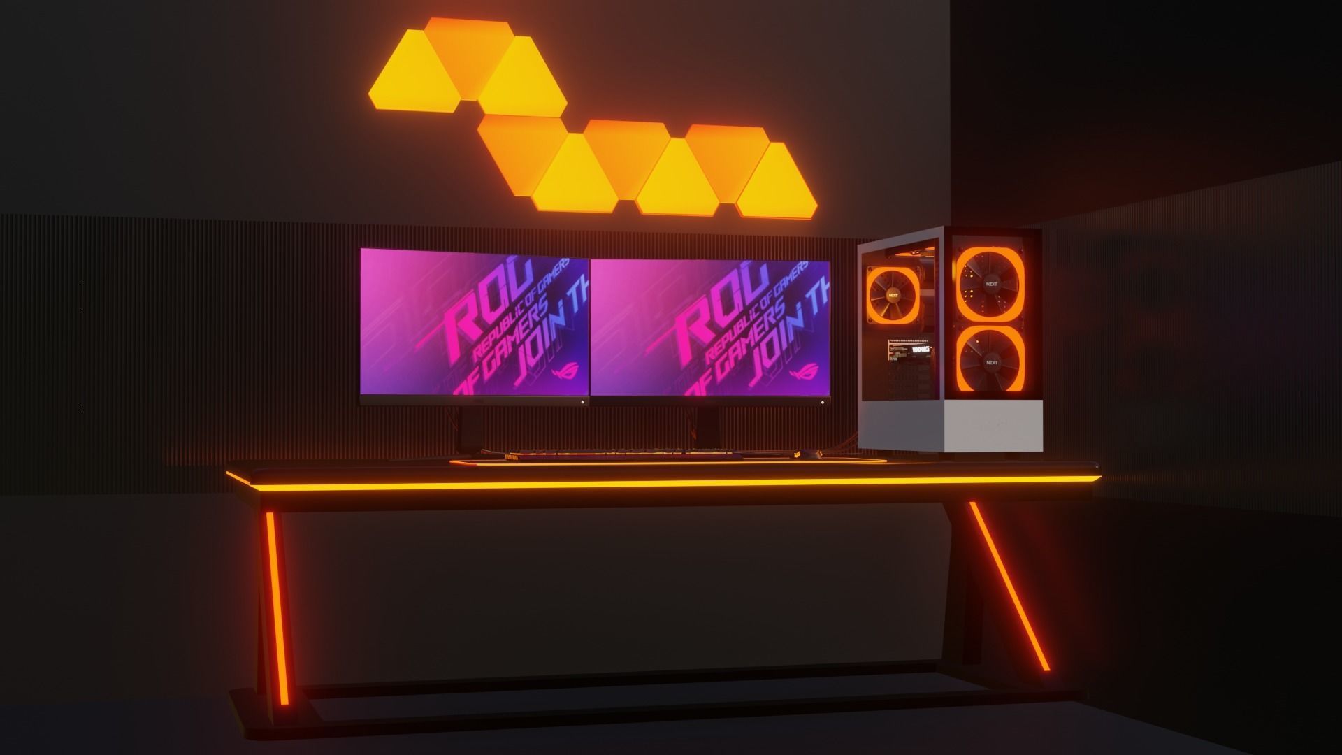 Gaming PC Setup NZXT 3D model_8