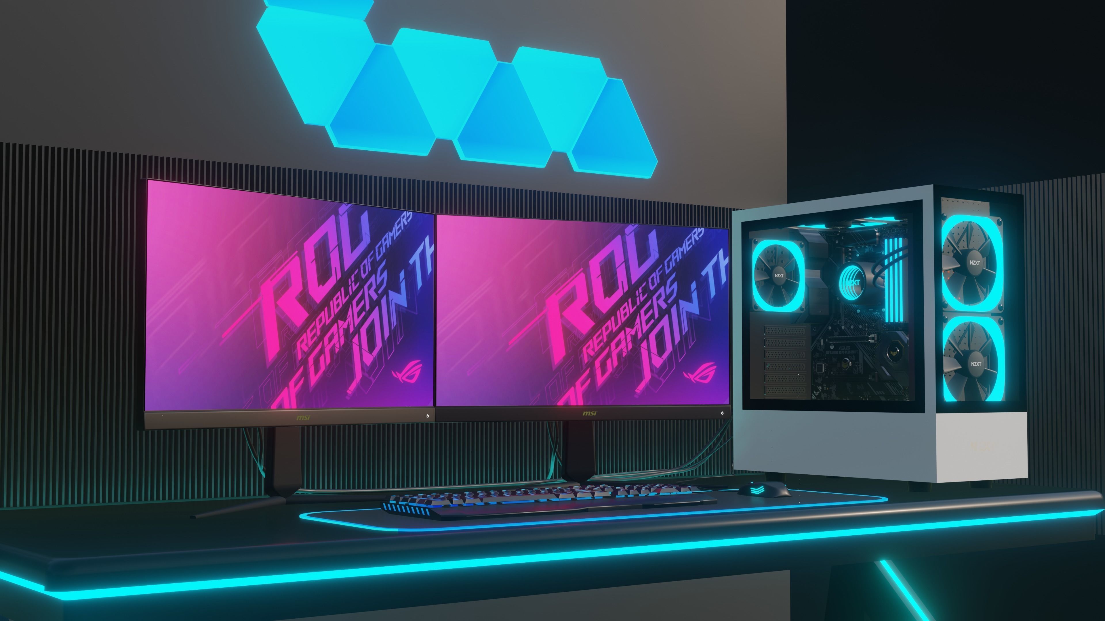 Gaming PC Setup NZXT 3D model_3
