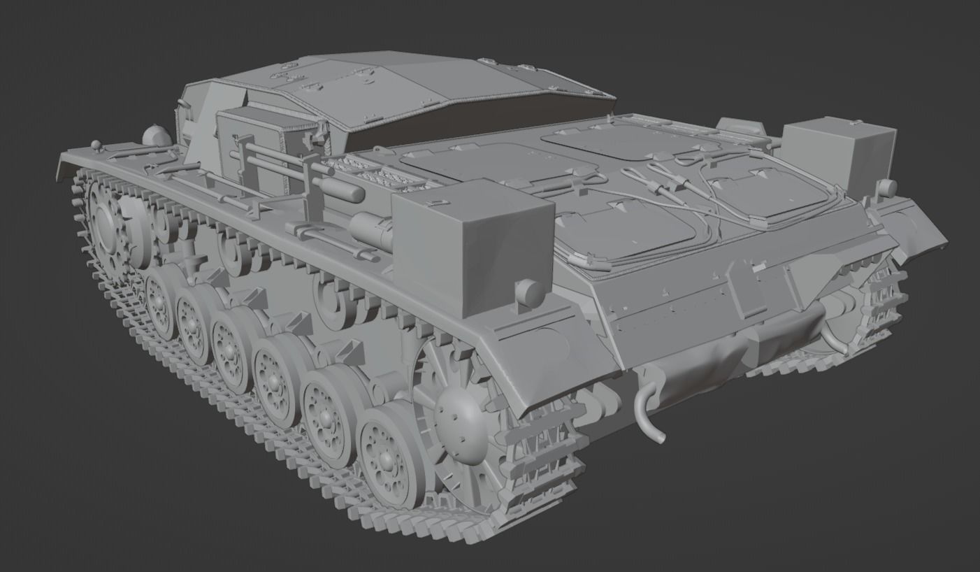 H0 1-87 scale WW2 StuG III Ausf A 3D print model_7