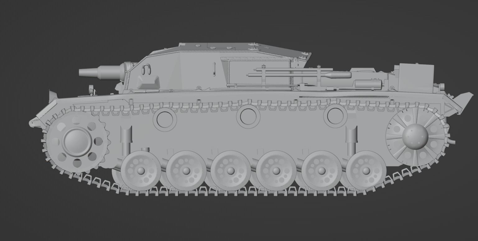H0 1-87 scale WW2 StuG III Ausf A 3D print model_2