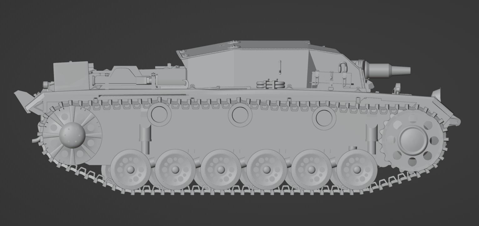 H0 1-87 scale WW2 StuG III Ausf A 3D print model_3