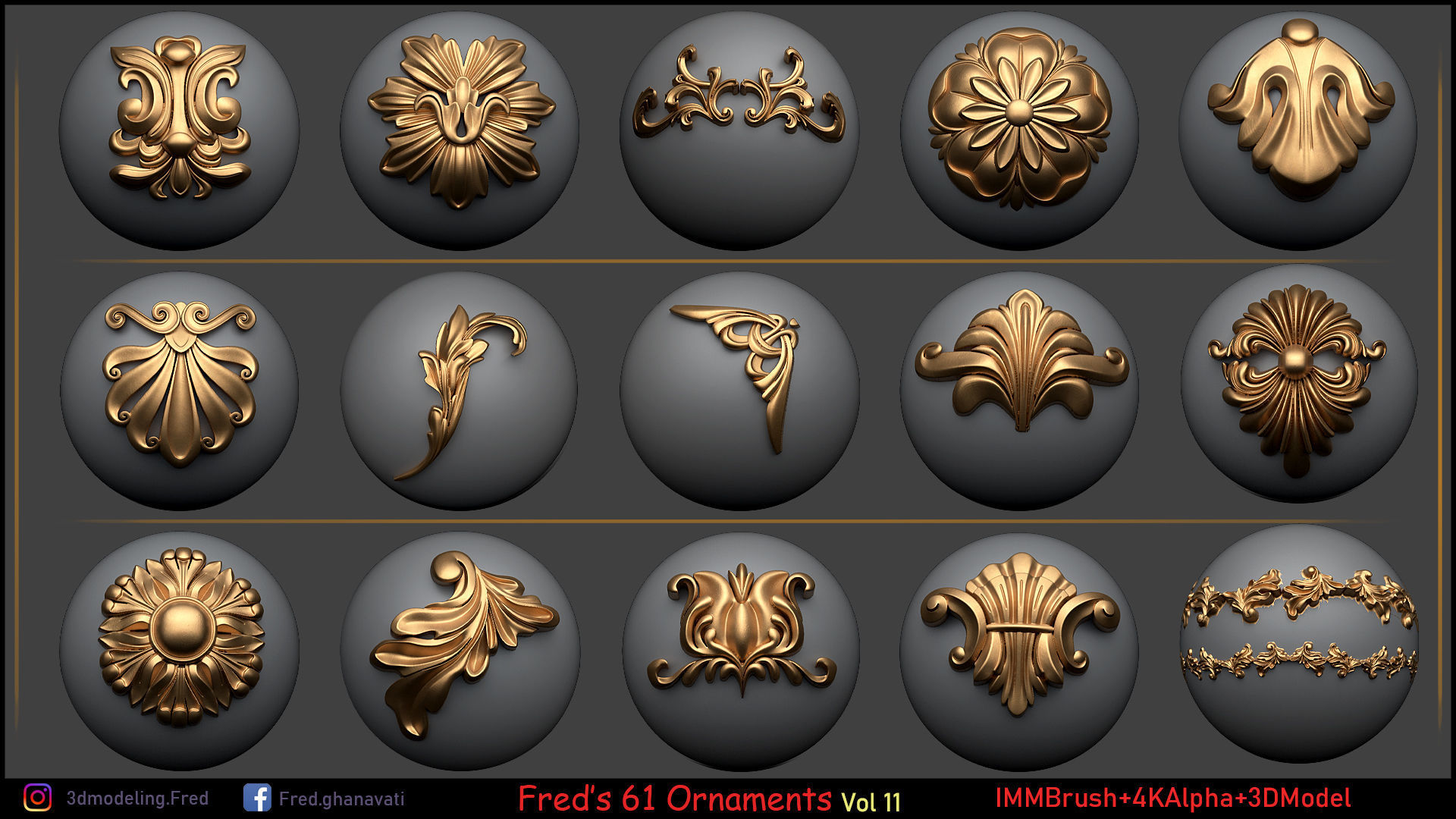 Freds ORNAMENT BRUSH - IMM-3DModels-4kAlpha Low-poly 3D model_4