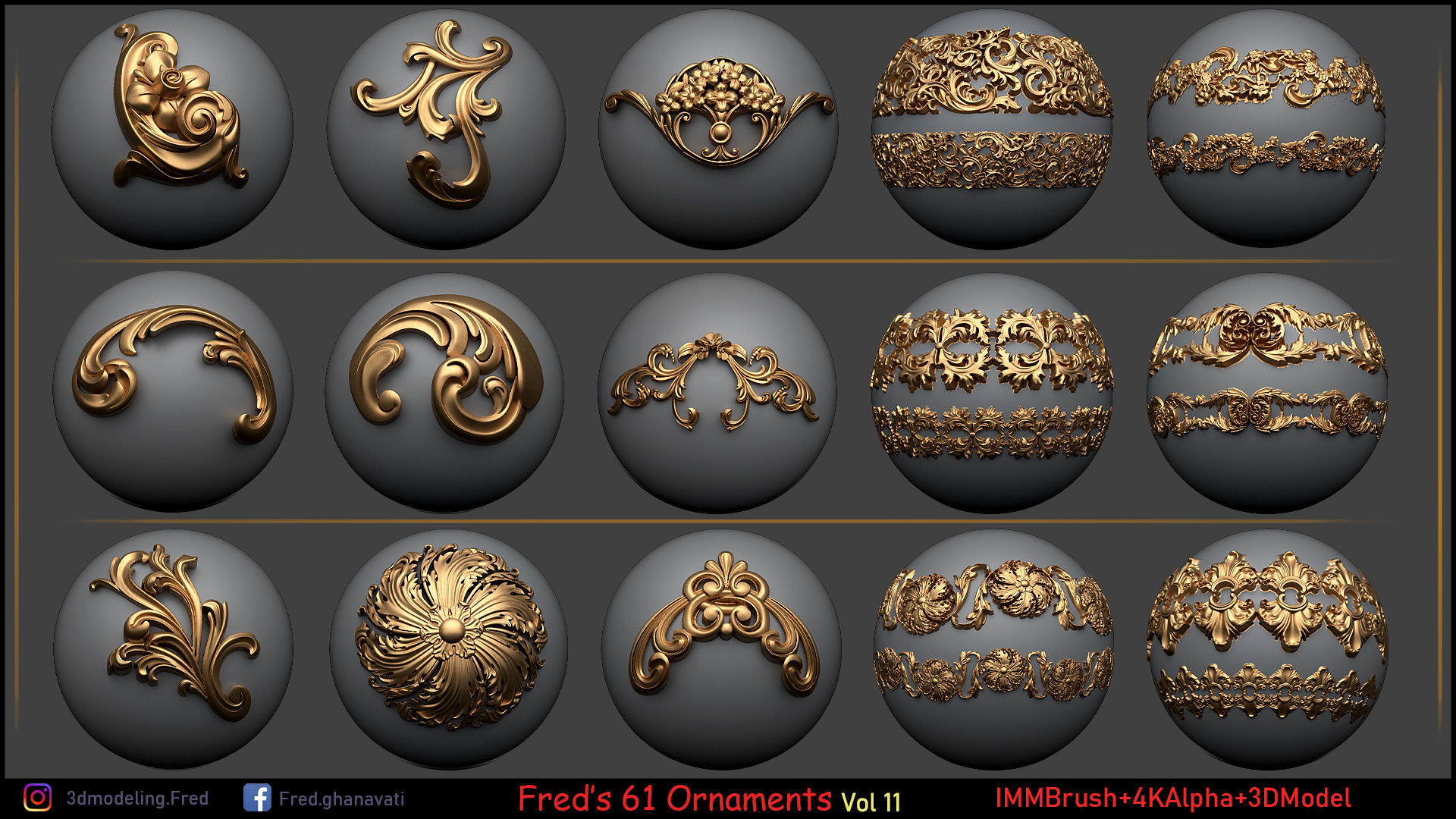 Freds ORNAMENT BRUSH - IMM-3DModels-4kAlpha Low-poly 3D model_1