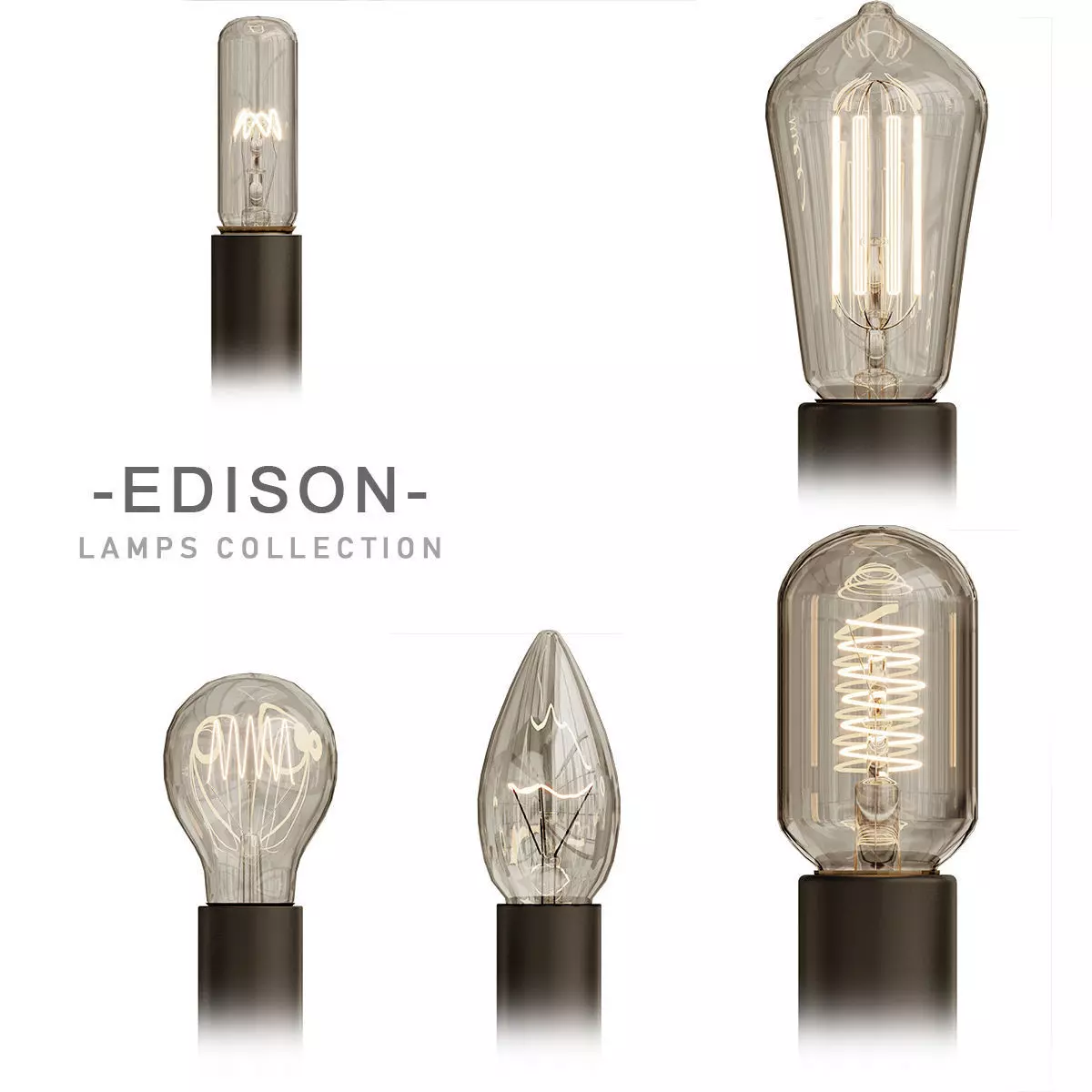 Edison lamps collection 3D model_0