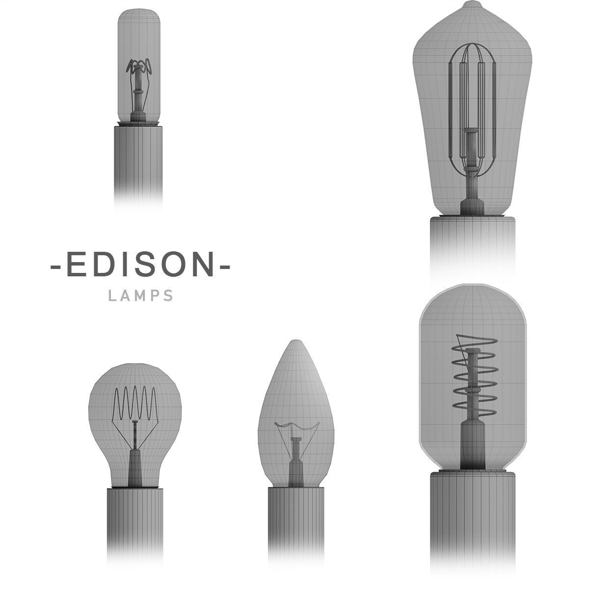 Edison lamps collection 3D model_6