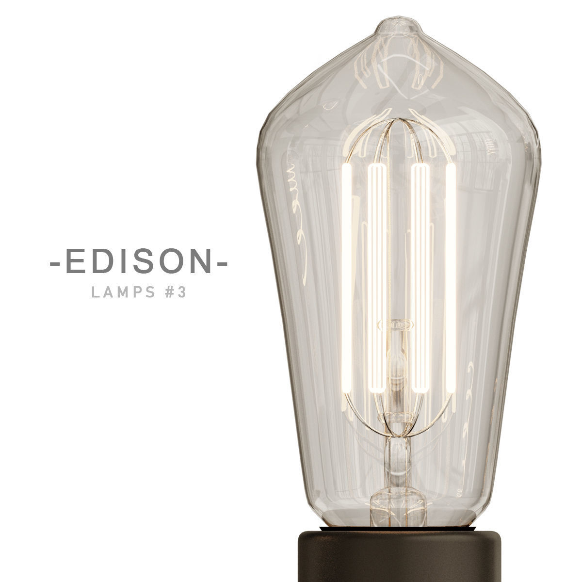 Edison lamps collection 3D model_3