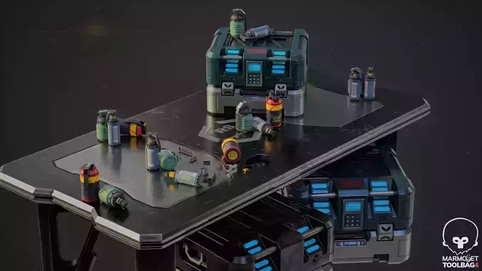 Game ready Sci-fi grenades set  Low-poly 3D model