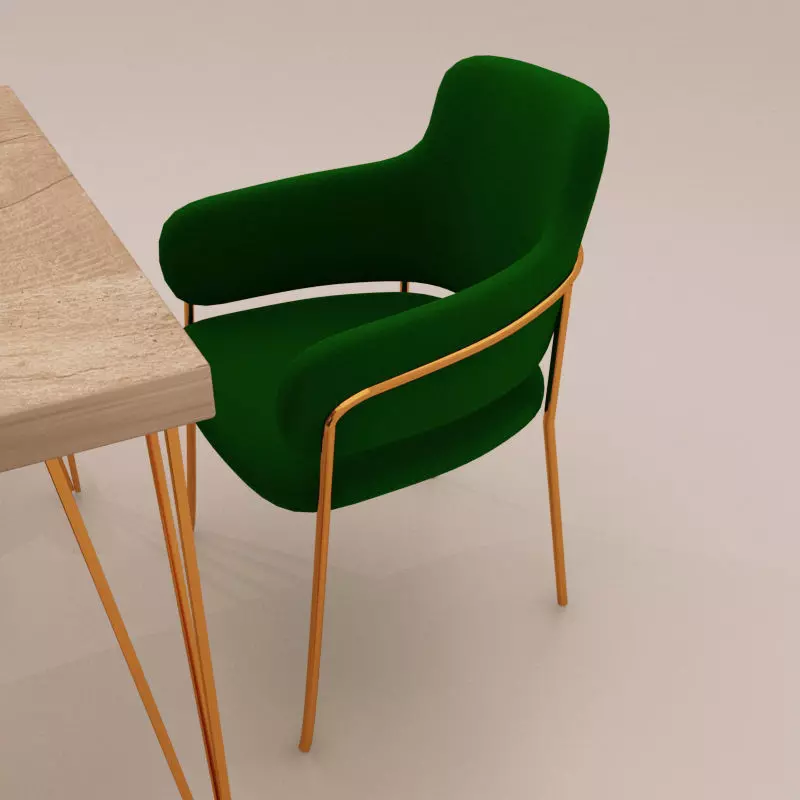 chair with table Free 3D model_0