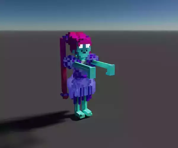 Zombie girl mutant voxel 