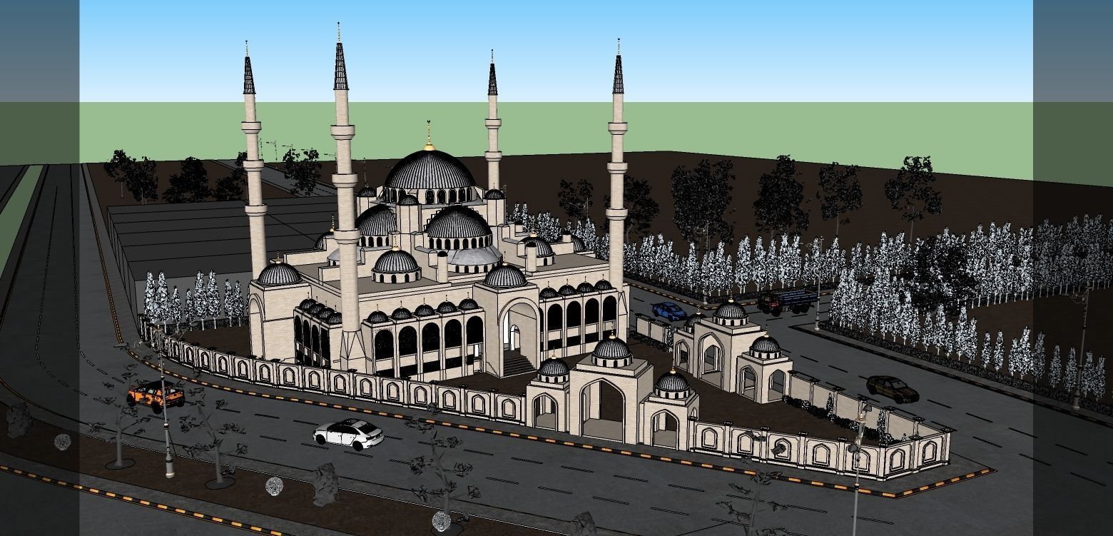 Mosque With Autocad Working Drawings 3D model_6