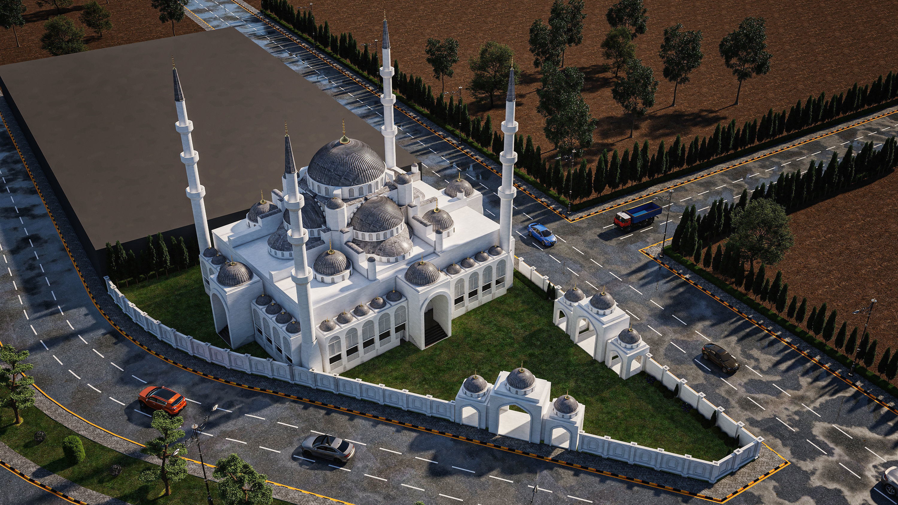 Mosque With Autocad Working Drawings 3D model_3