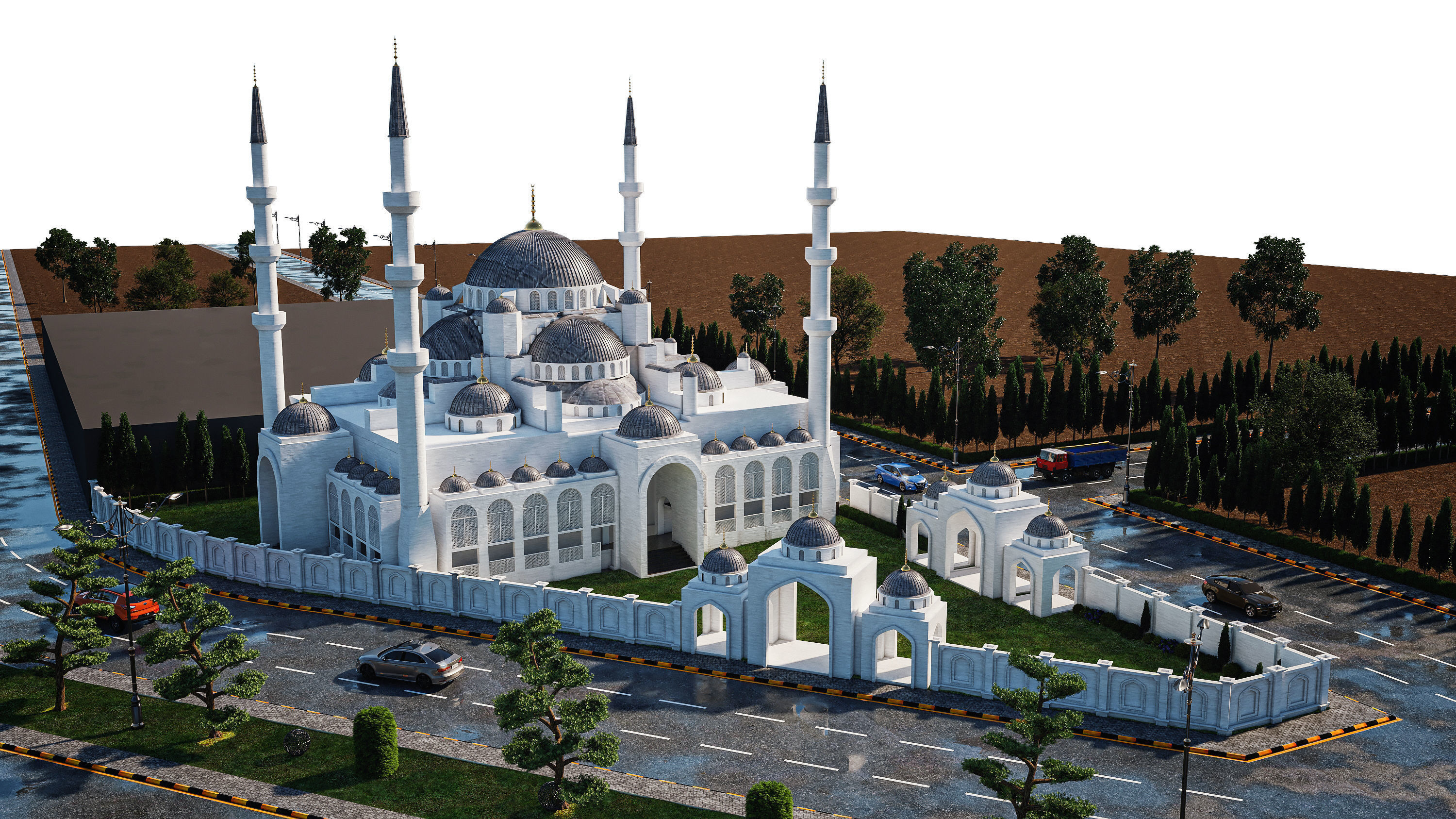 Mosque With Autocad Working Drawings 3D model_4