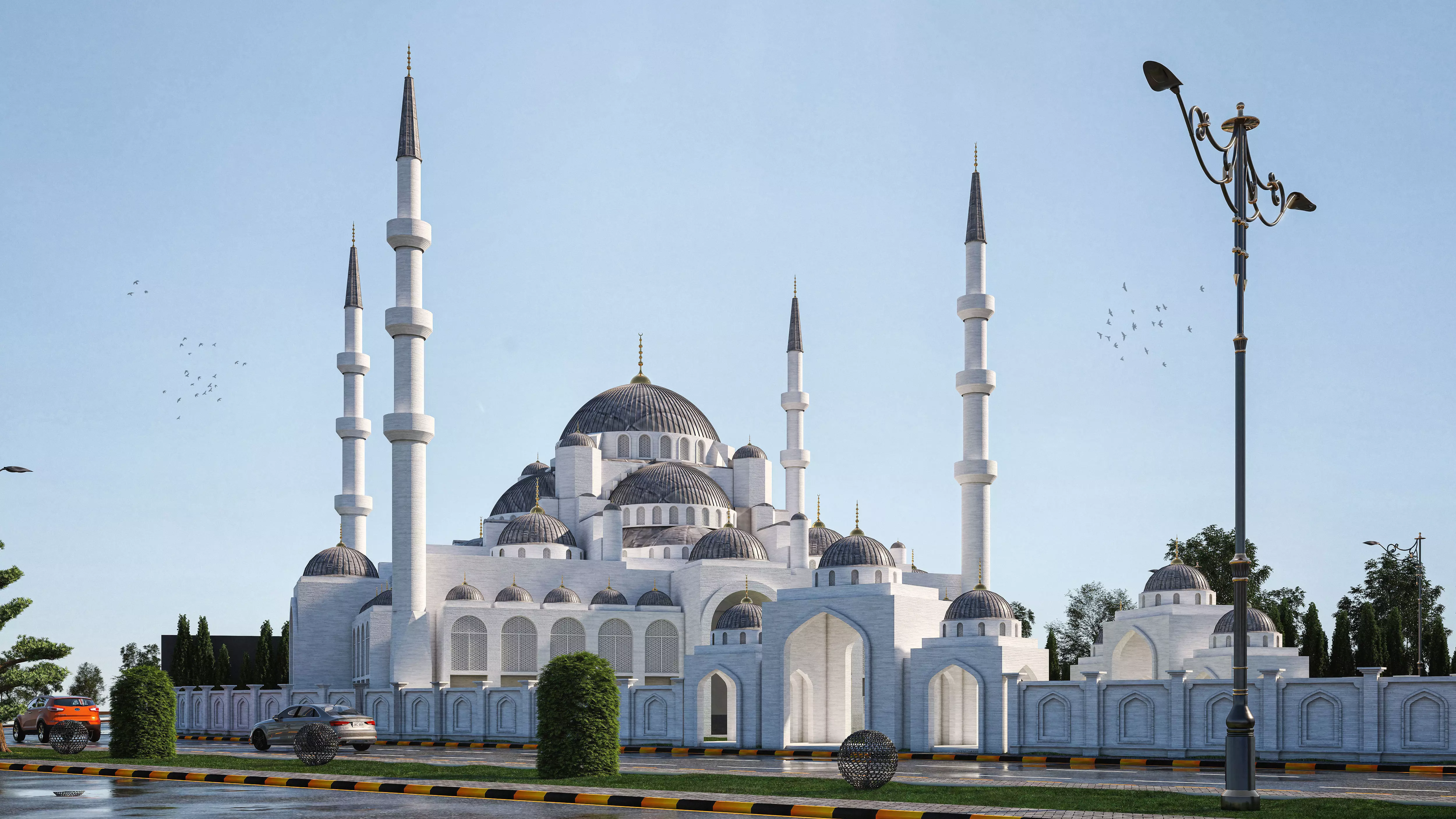 Mosque With Autocad Working Drawings 3D model_0