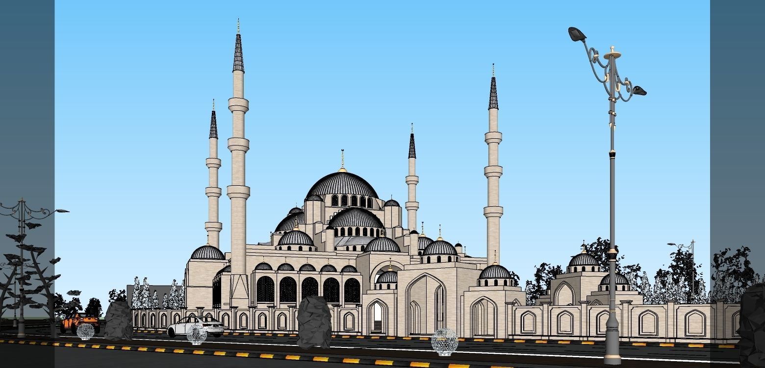 Mosque With Autocad Working Drawings 3D model_5