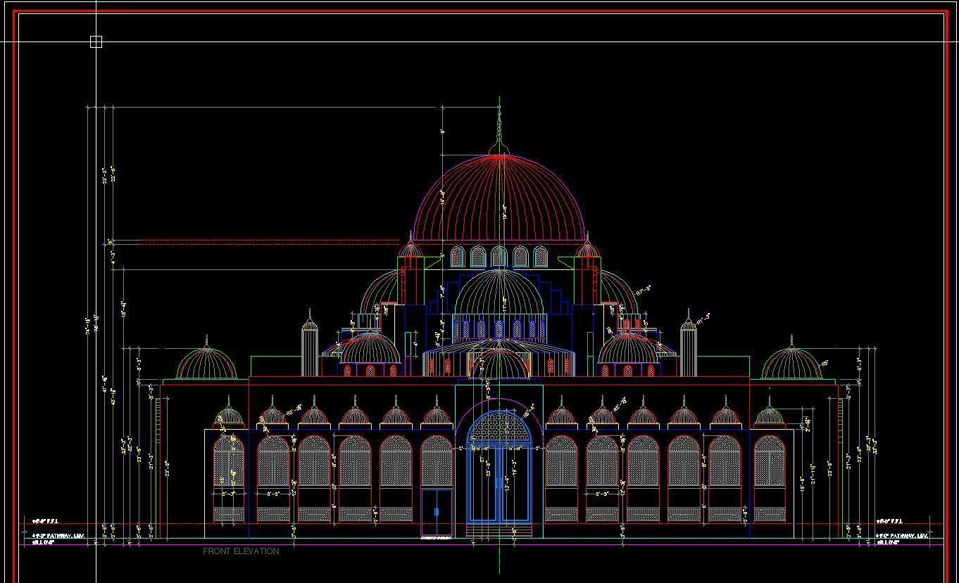 Mosque With Autocad Working Drawings 3D model_1