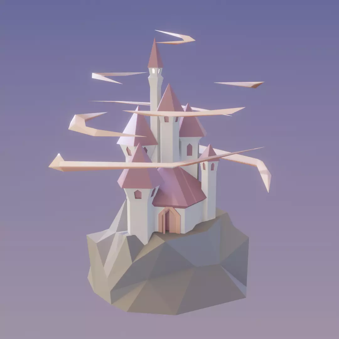 Low Poly Castle Low-poly 3D model_0