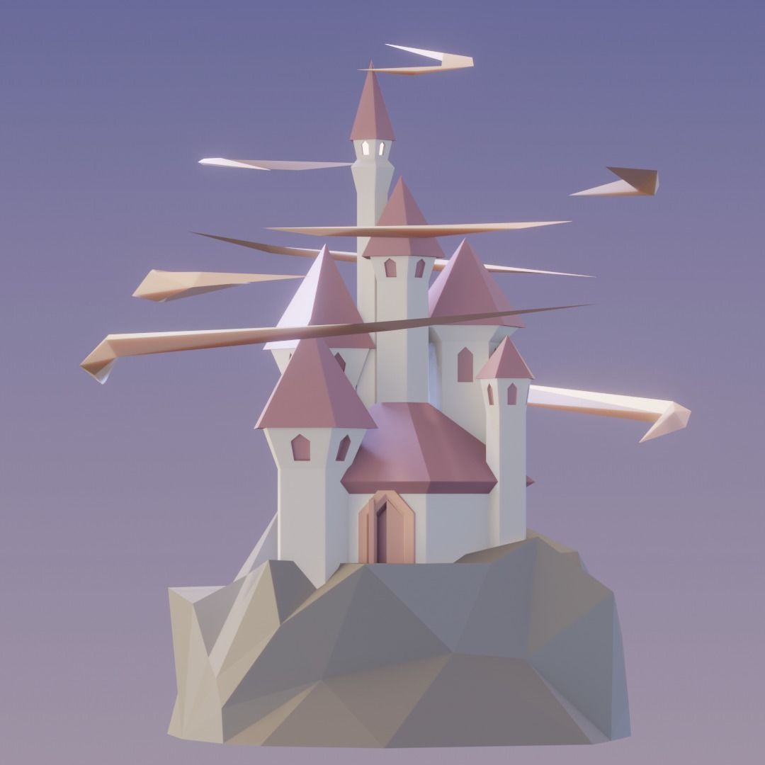 Low Poly Castle Low-poly 3D model_9