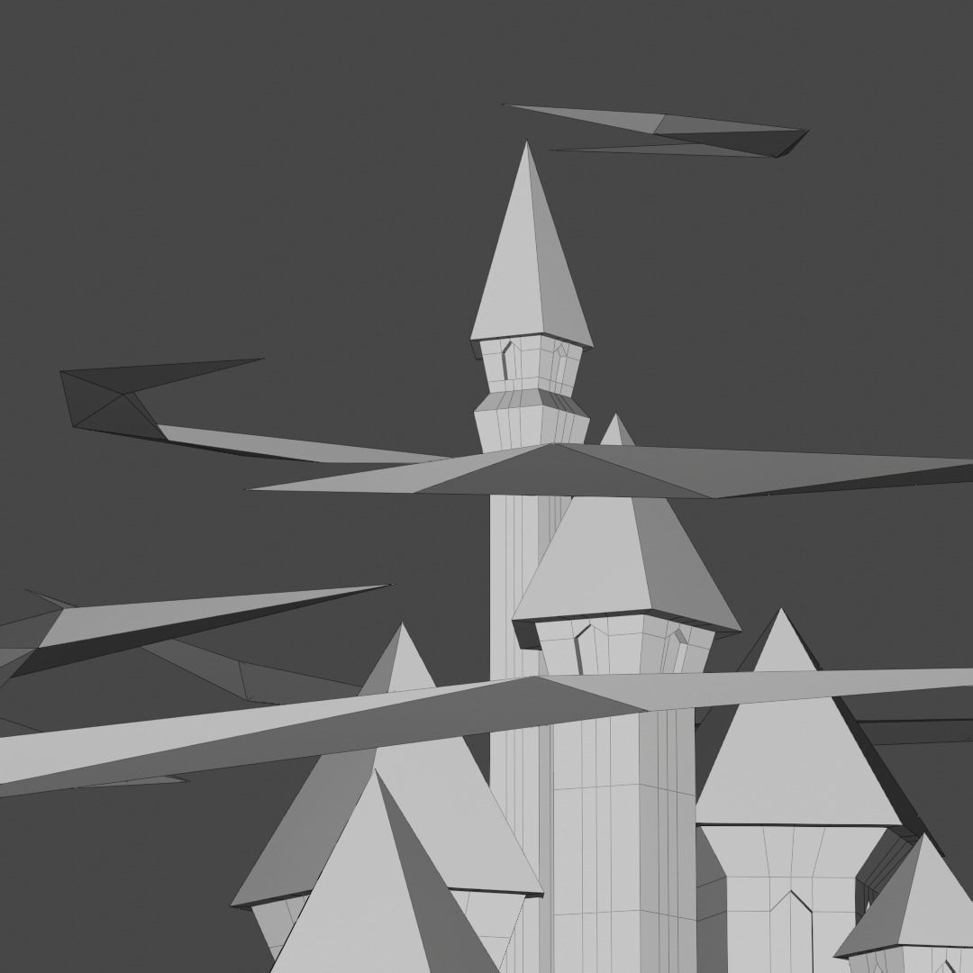 Low Poly Castle Low-poly 3D model_12