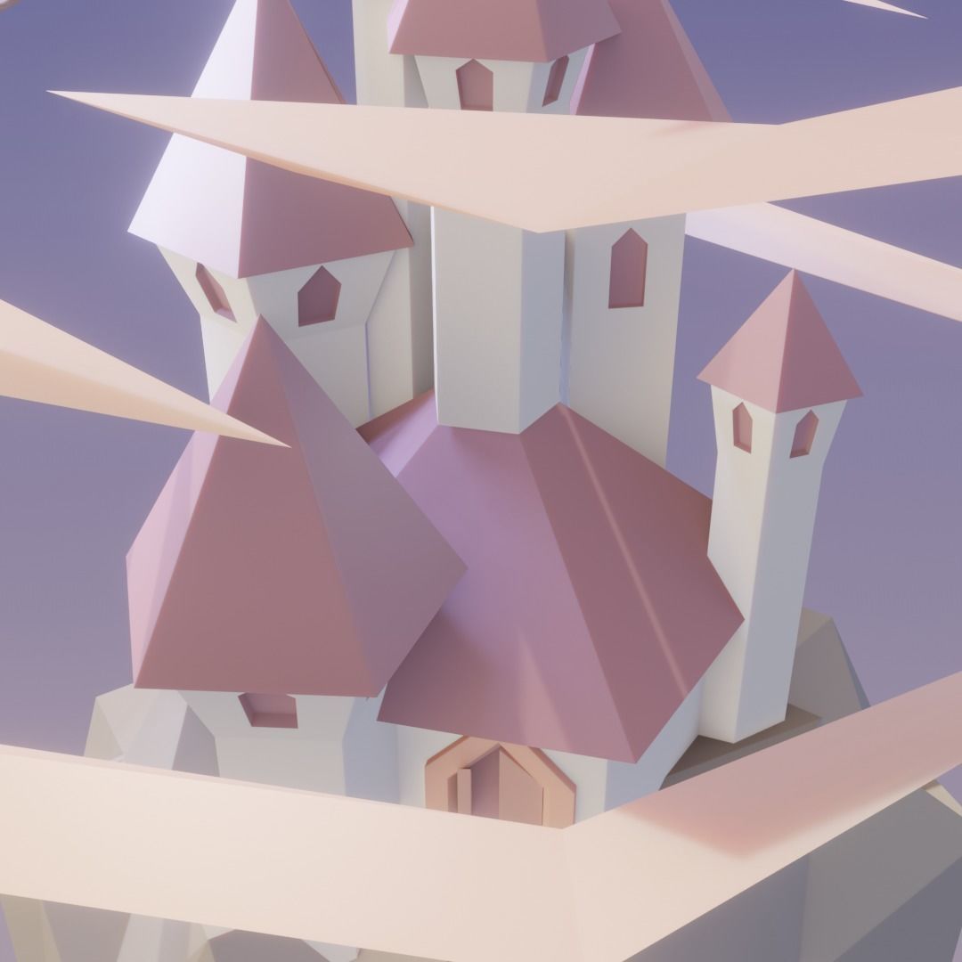 Low Poly Castle Low-poly 3D model_7