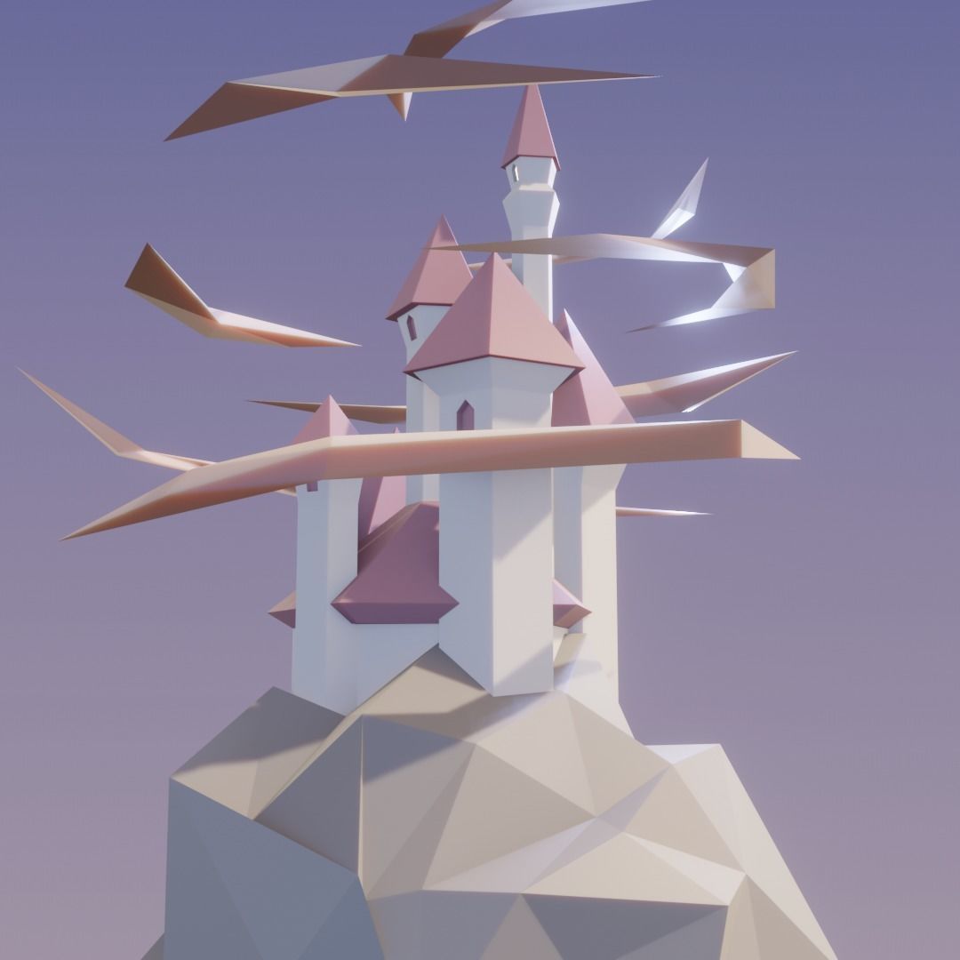 Low Poly Castle Low-poly 3D model_8
