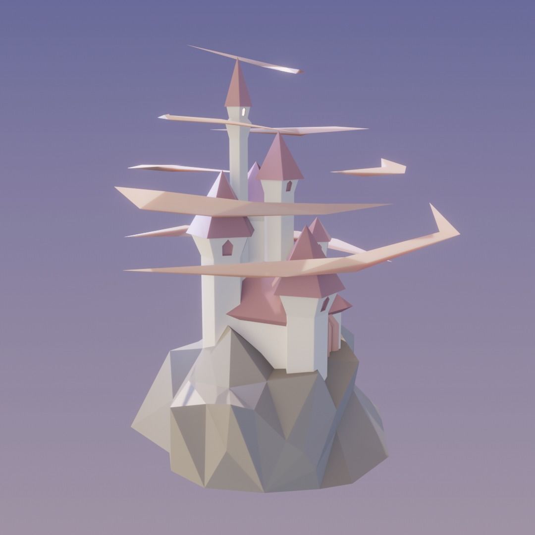 Low Poly Castle Low-poly 3D model_1