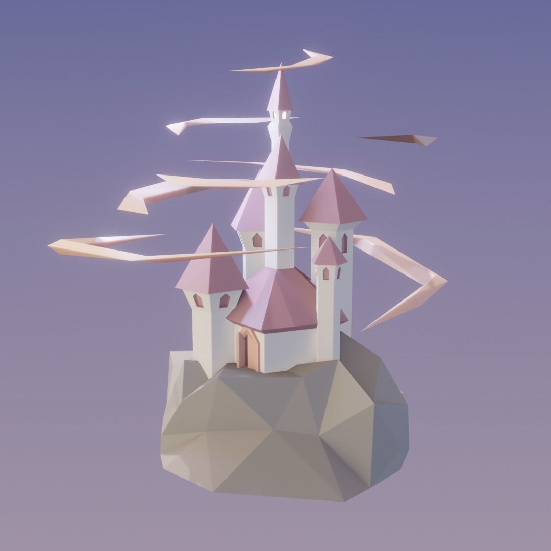 Low Poly Castle Low-poly 3D model_6