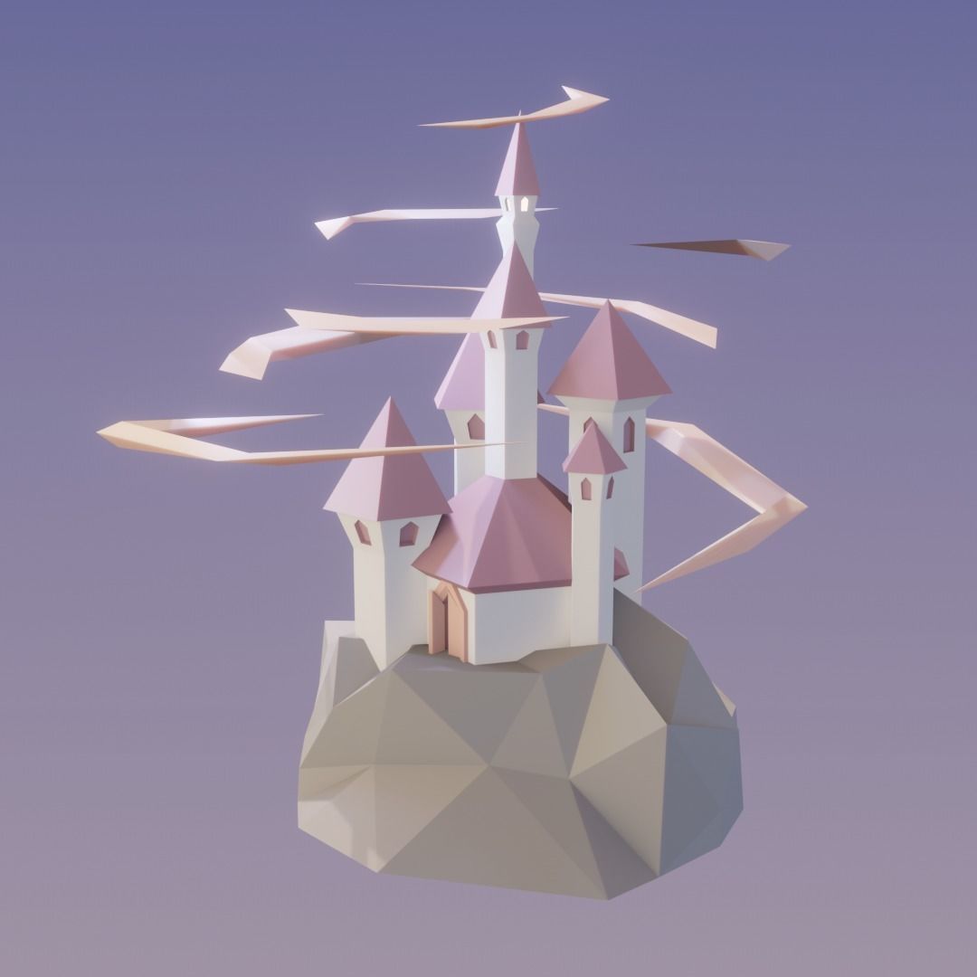 Low Poly Castle Low-poly 3D model_4