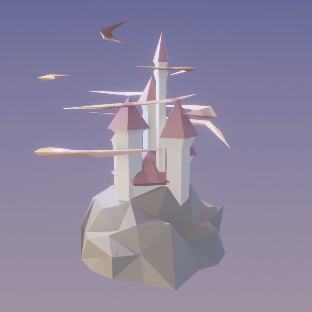 Low Poly Castle Low-poly 3D model_3