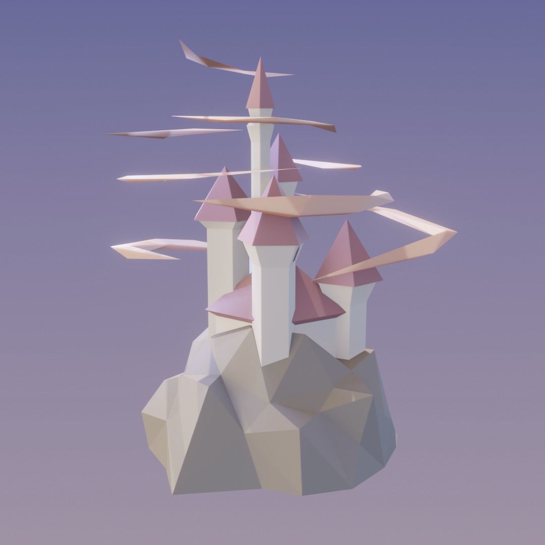 Low Poly Castle Low-poly 3D model_2