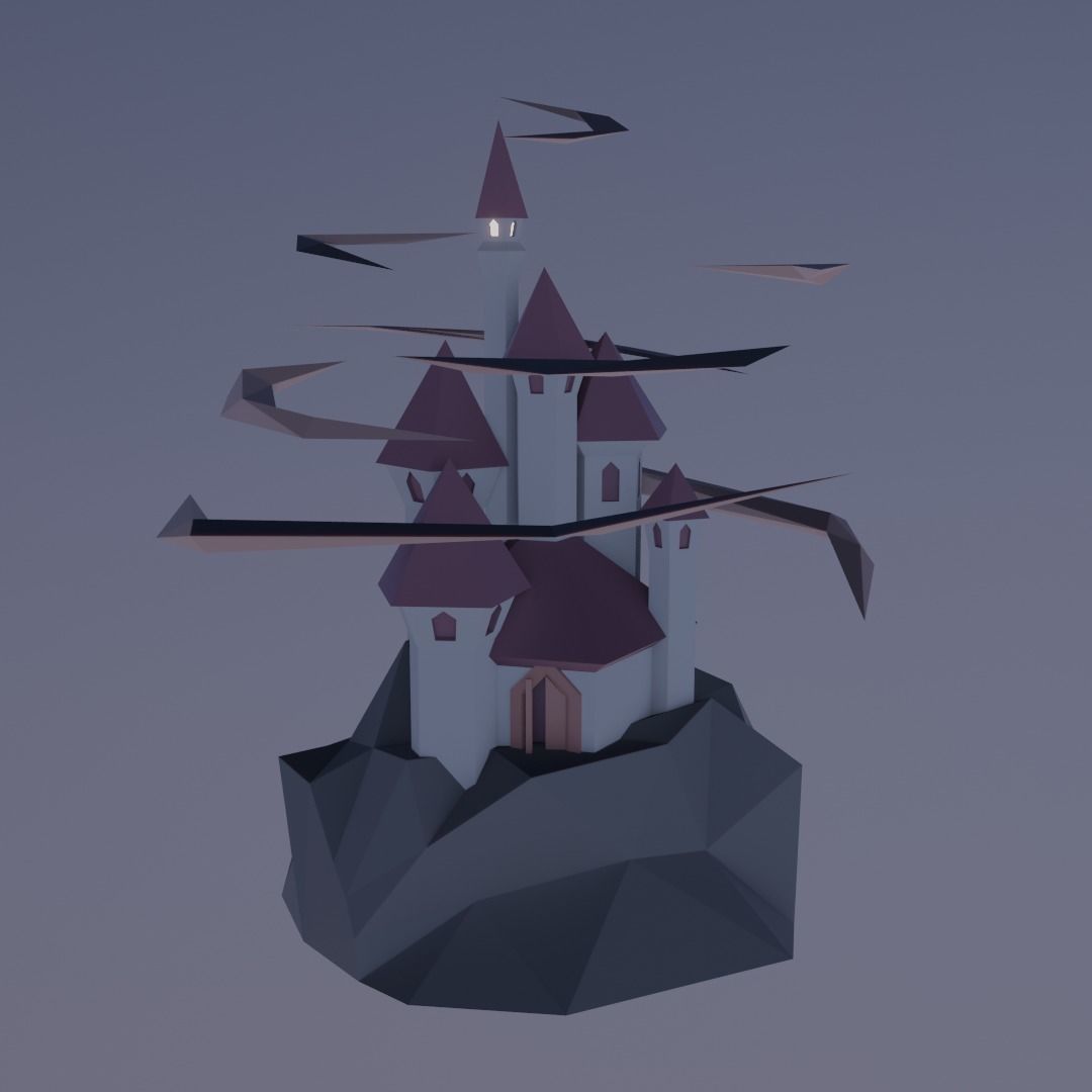 Low Poly Castle Low-poly 3D model_5
