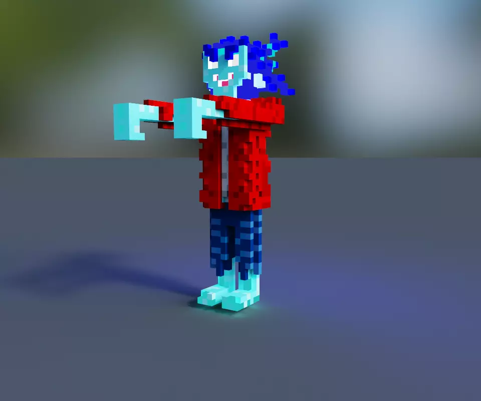 Zombie man voxel mutant for game 3d 3dgame 3D model_0