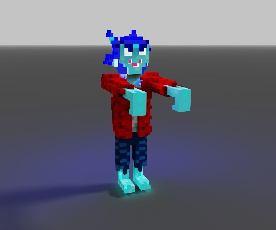 Zombie man voxel mutant for game 3d 3dgame 3D model_1