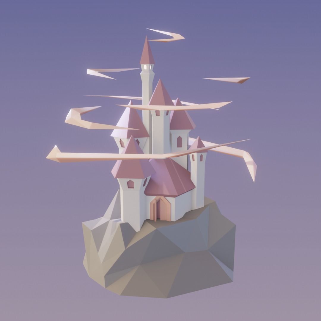 Low Poly Stuff castle 3D Model Collection_3