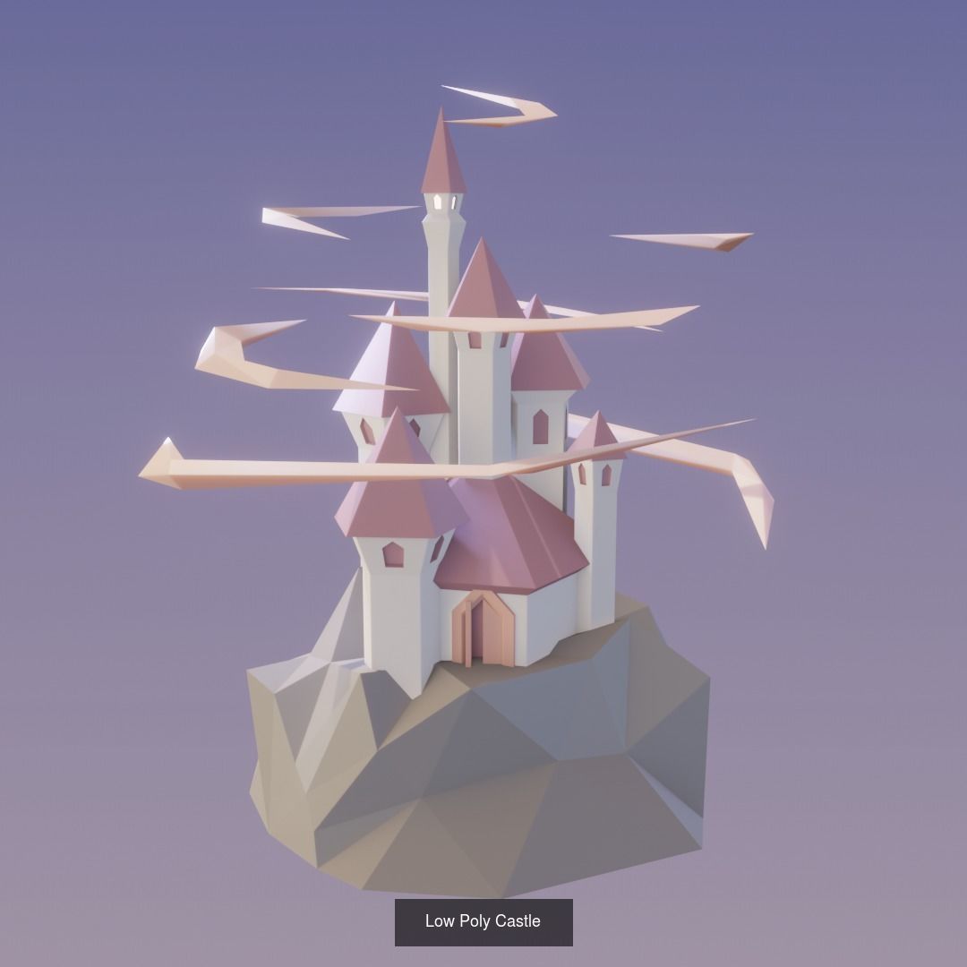 Low Poly Stuff castle 3D Model Collection_8