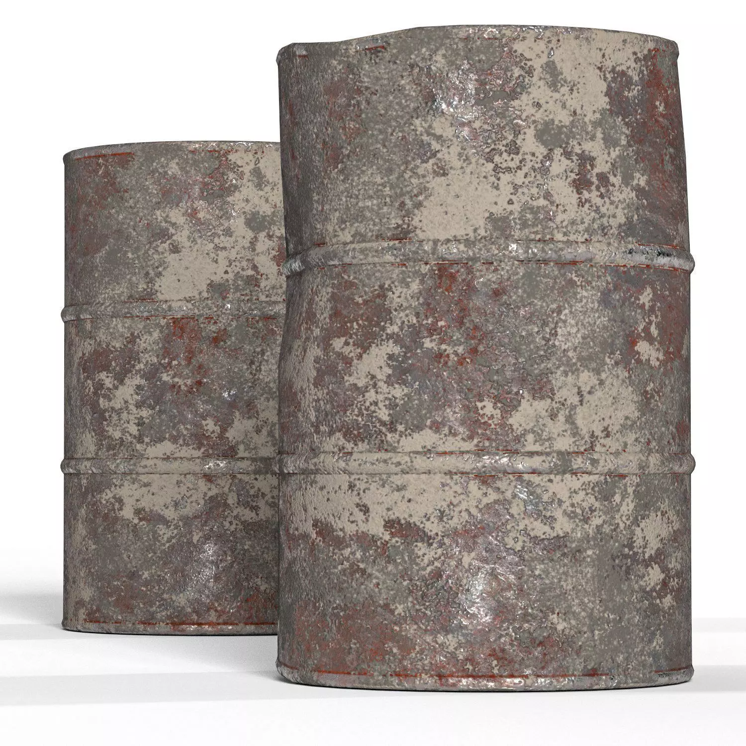 Lowpoly Barrels two rusty Low-poly 3D model_0