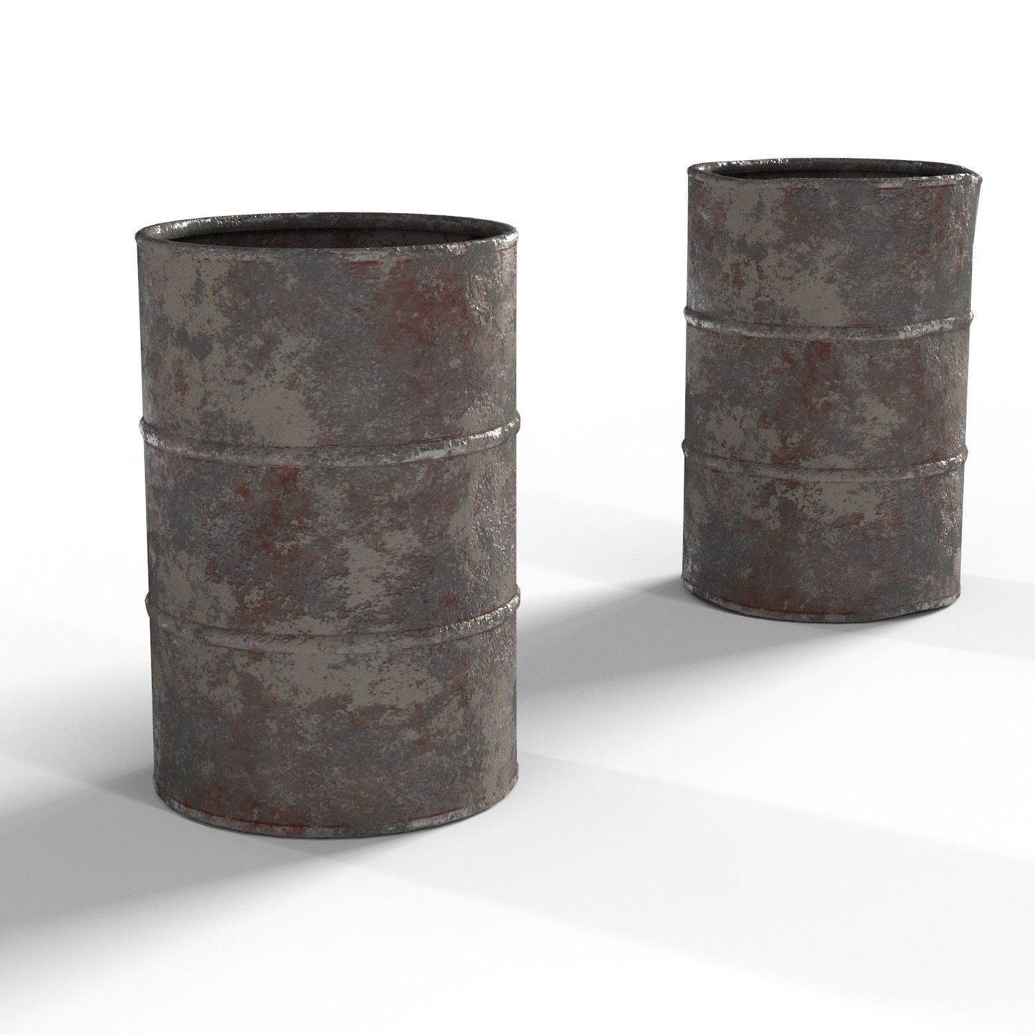 Lowpoly Barrels two rusty Low-poly 3D model_1