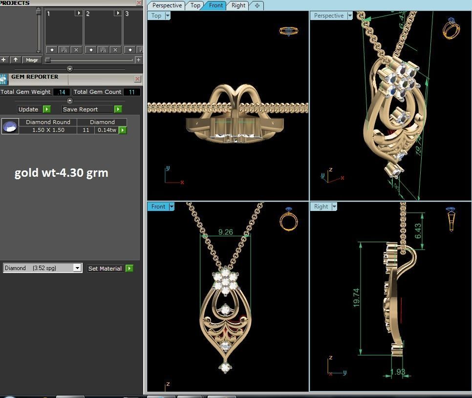 Women Pendant 3dm STL FBX OBJ Render Details 3D print model_7