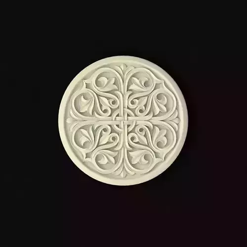 rosette ornately carved circular plate