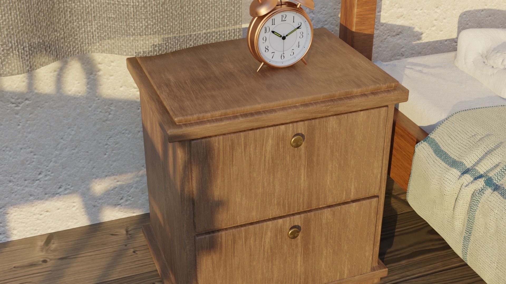 A Bedroom room with bed and table 3D model_3