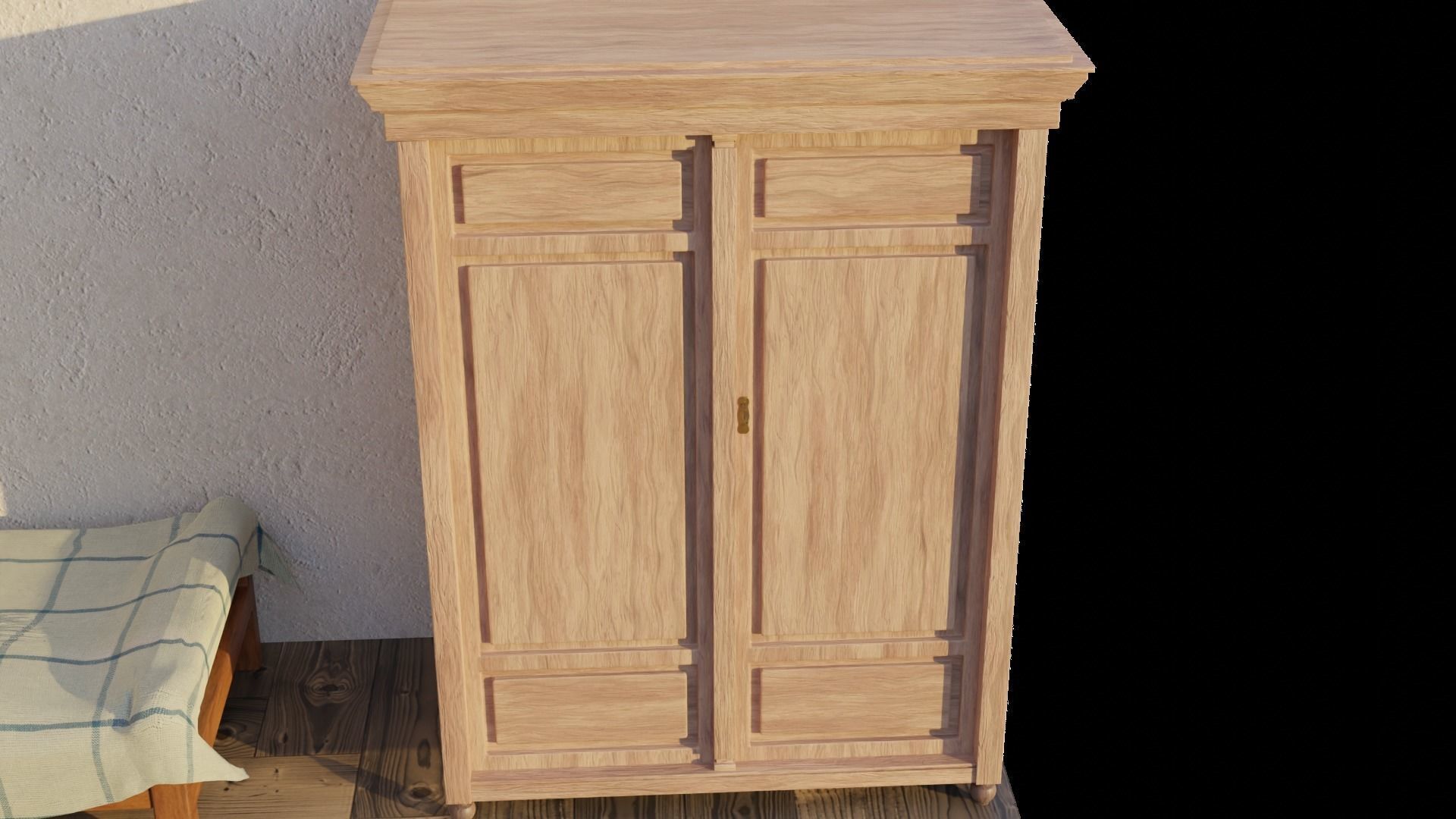 A Bedroom room with bed and table 3D model_1