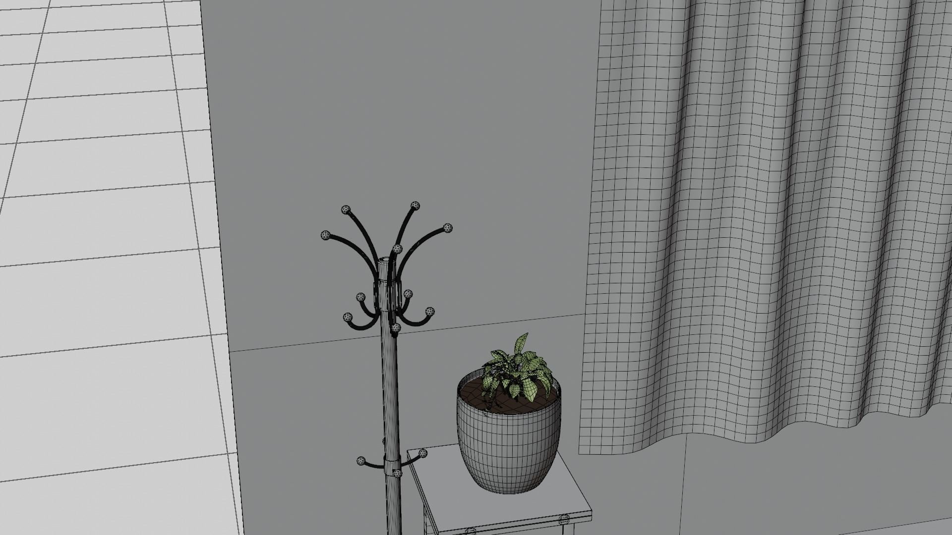 A Bedroom room with bed and table 3D model_10