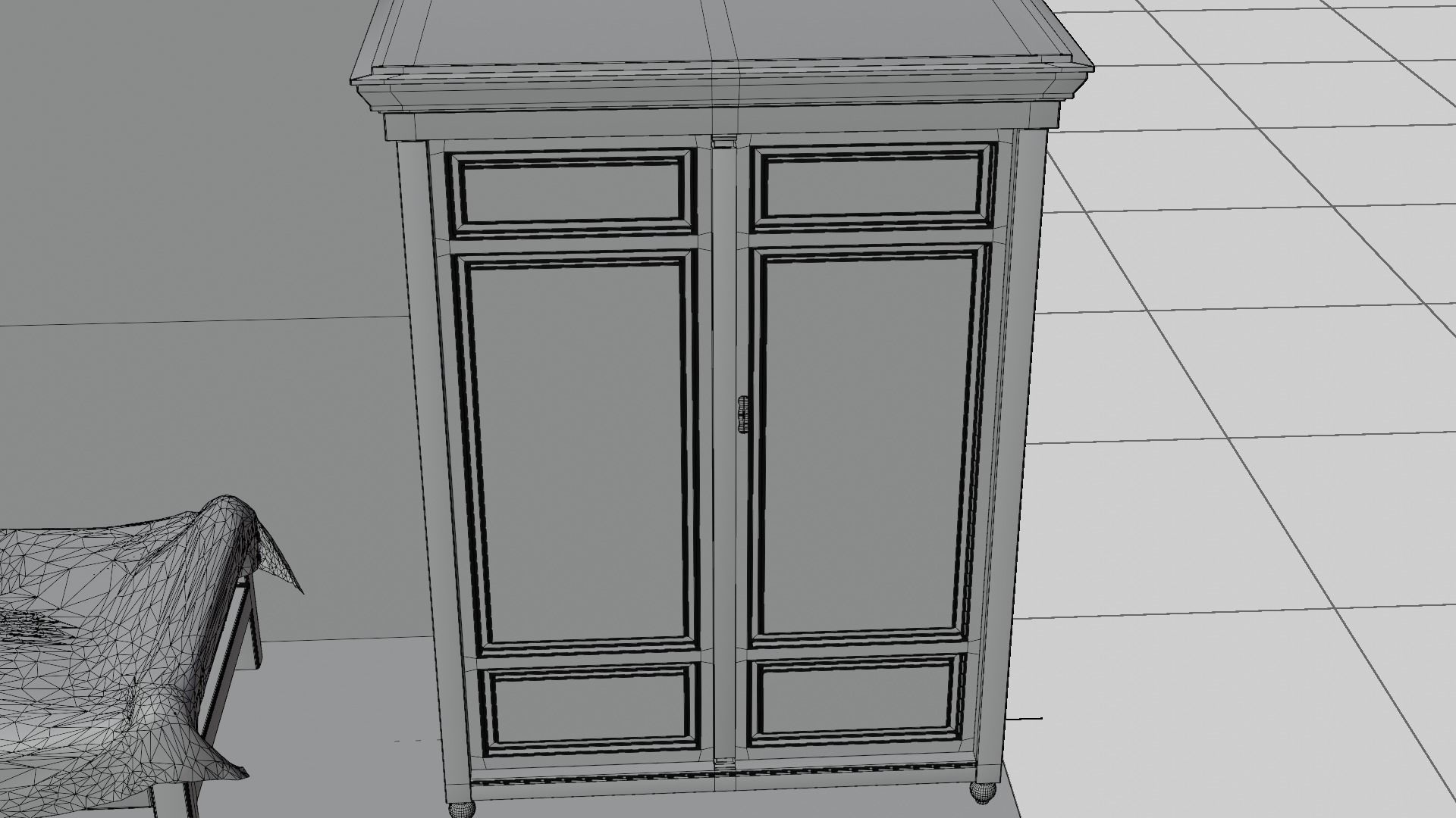 A Bedroom room with bed and table 3D model_7