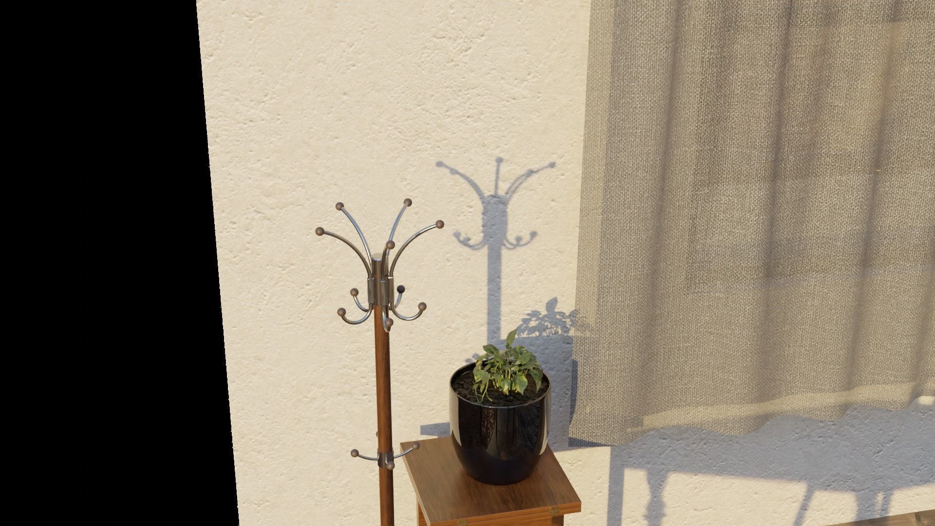 A Bedroom room with bed and table 3D model_4