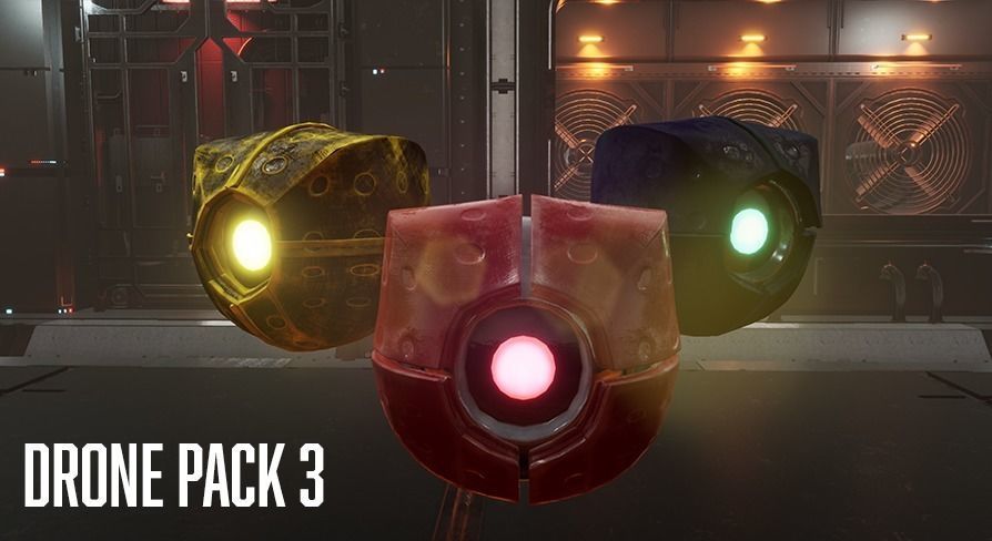 Drone Triple Pack Bundle - Full Metal Mega Series Low-poly 3D model_3