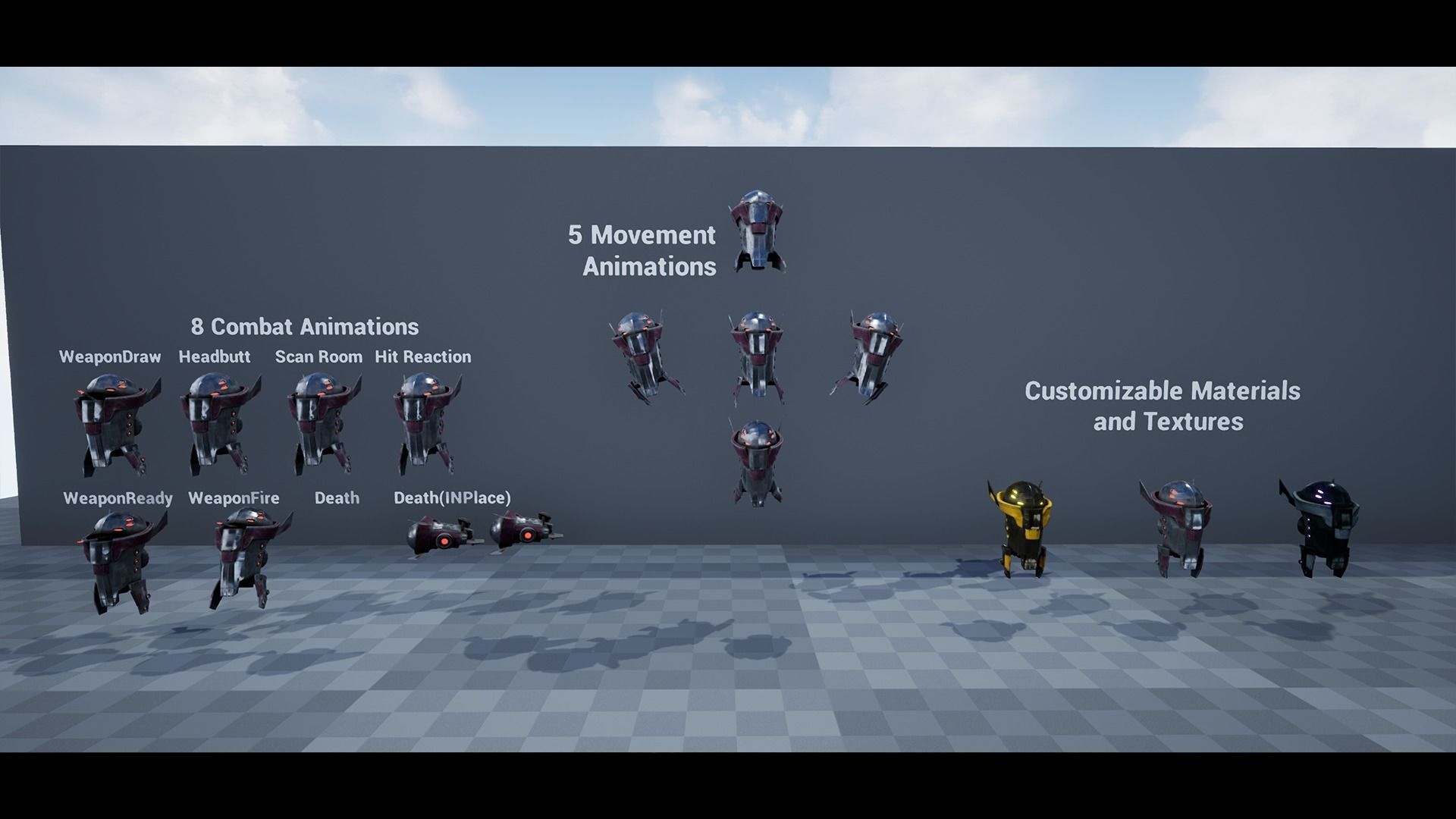 Drone Triple Pack Bundle - Full Metal Mega Series Low-poly 3D model_2