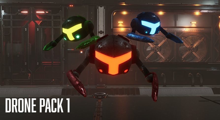 Drone Triple Pack Bundle - Full Metal Mega Series Low-poly 3D model_5