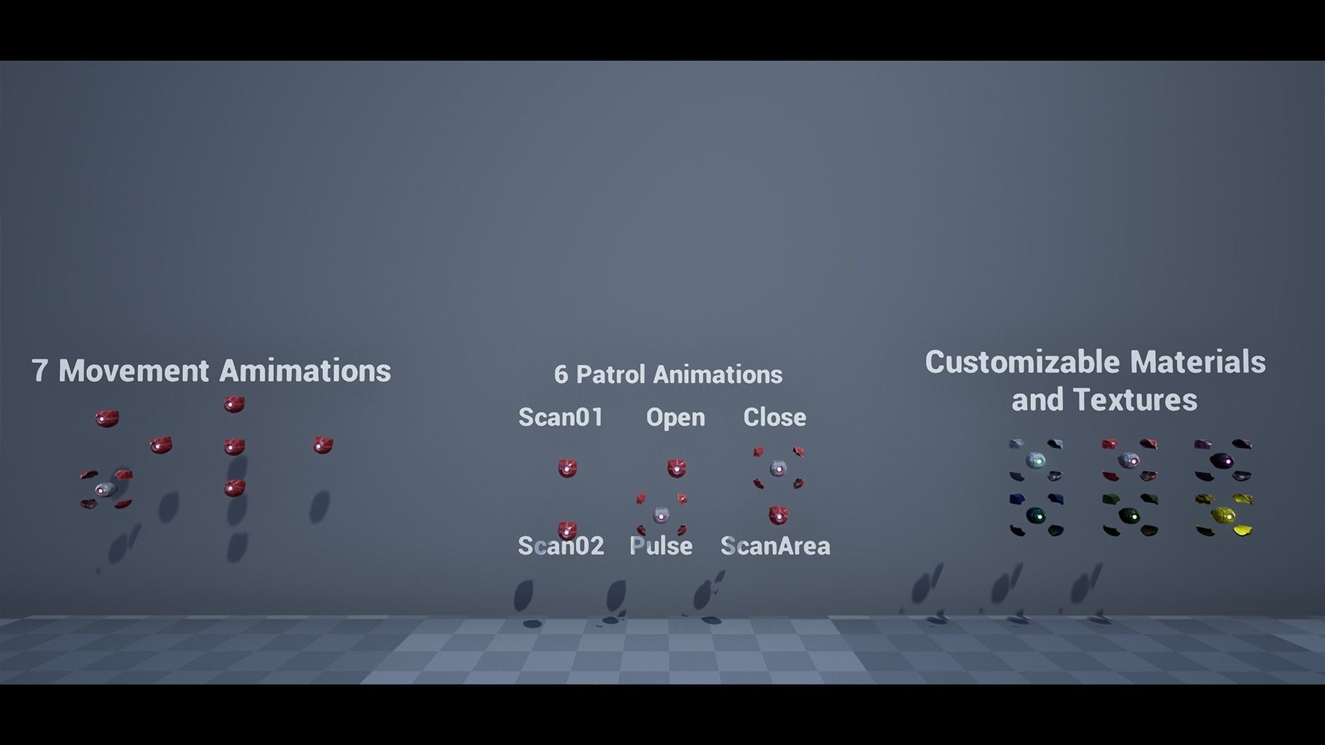 Drone Triple Pack Bundle - Full Metal Mega Series Low-poly 3D model_8