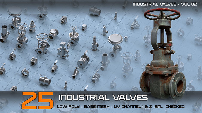  25 Industrial Valves-Vol02 Low-poly 3D model